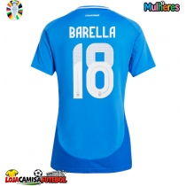 Camisa de Futebol Itália Nicolo Barella #18 Equipamento Principal Mulheres Europeu 2024 Manga Curta